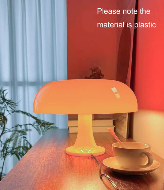 Orange Mushroom Lamp, Mid Century Modern Table Lamp for Bedroom, Minimalist Mushroom Decor Bedside Small Lamps, 2700K(Bulb Included, Plug Powered)