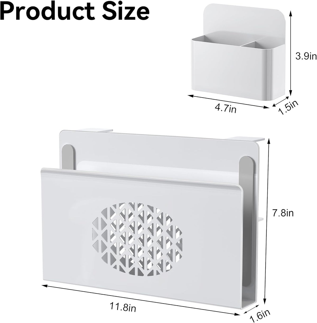 Desk Side Storage, Metal Laptop Holder with Magnetic Pen Box, Clamp-On Under Desk Organizer with Cooling Holes & Anti-Scratch Pads for Office and Home (White)