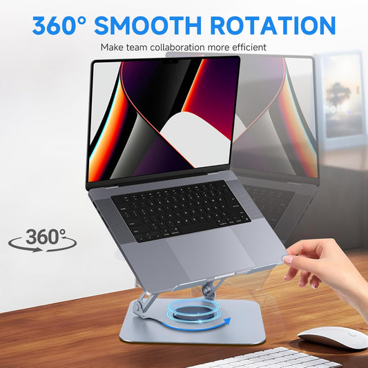 360° Rotating Laptop Stand, Aluminum Riser with Ergonomic Design