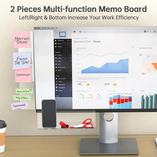 Magnetic Monitor Memo Board, Acrylic Sticky Note Holder, Desk, Clear