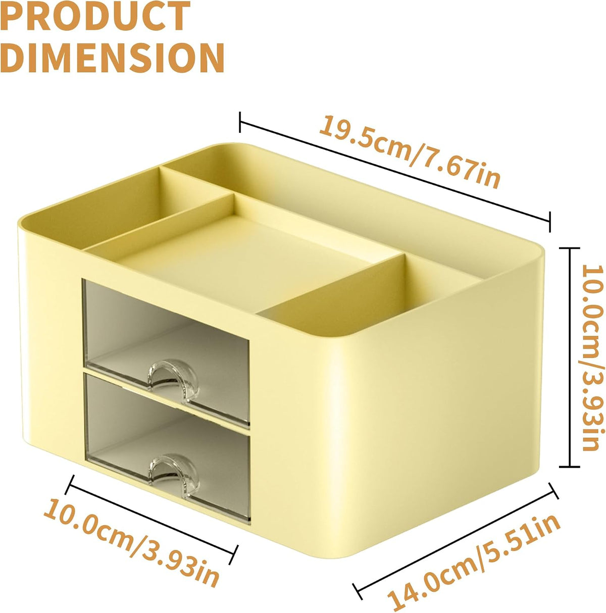 Pen Organizer with 2 Drawer, Multi-Functional Pencil Holder for Desk, Desk Organizers and Accessories with 5 Compartments + Drawer for Office Art Supplies (White)
