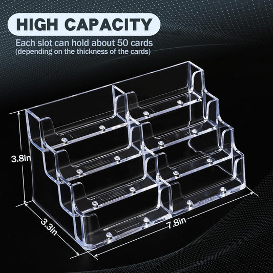xydstay Acrylic 4-Tier Business Card Holder for Desk with 8 Pockets