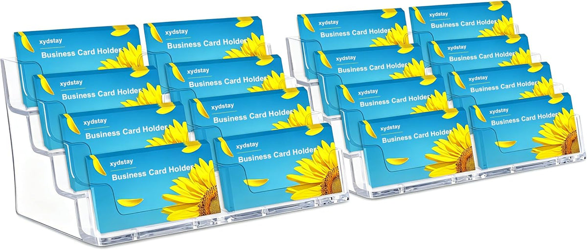 xydstay Acrylic 4-Tier Business Card Holder for Desk with 8 Pockets