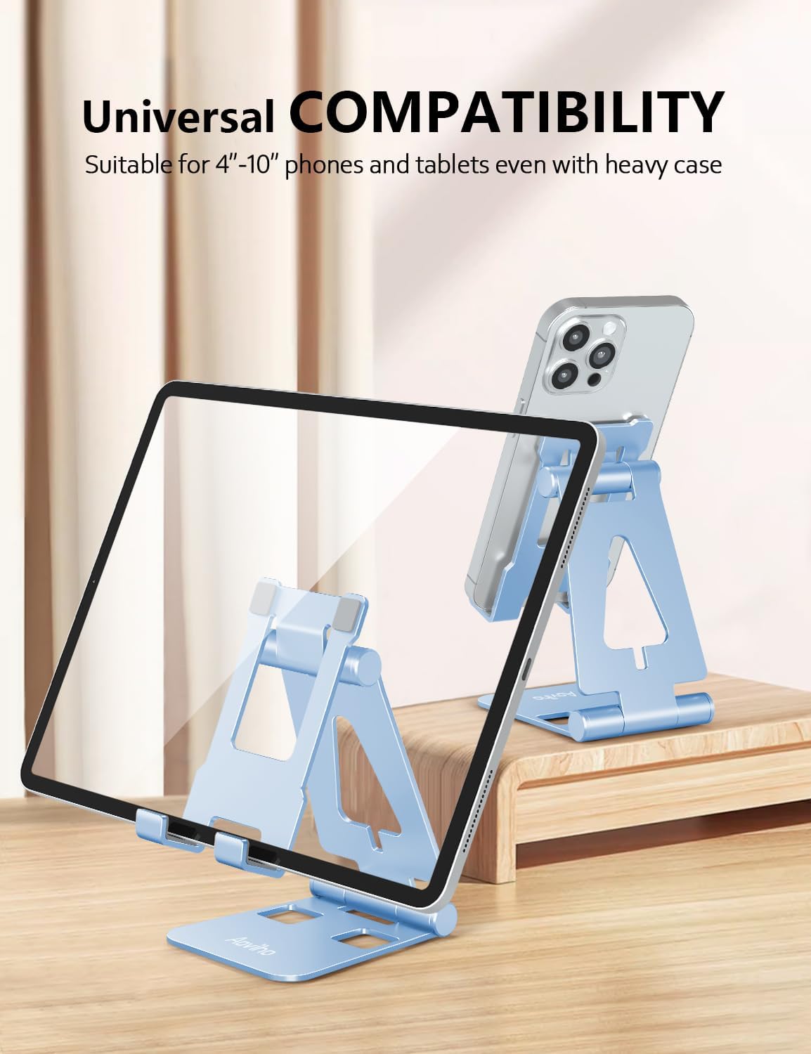 Foldable Cell Phone Stand for Desk, Holder for iPhone,Rose Gold