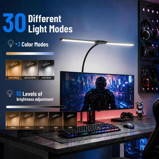 Desk Lamps for Home Office, Computer Light Bar, Double Head, Black