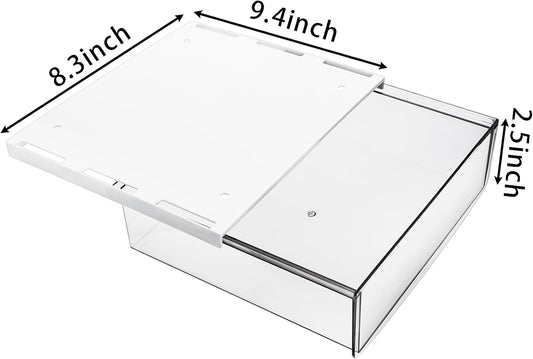 2 Pack Self-adhesive Under Desk Drawer, Hidden Slide Out Organizer Tray, Plastic Under Table Attachable Hidden Storage Organizer for Office Home School Kitchen Sewing Table
