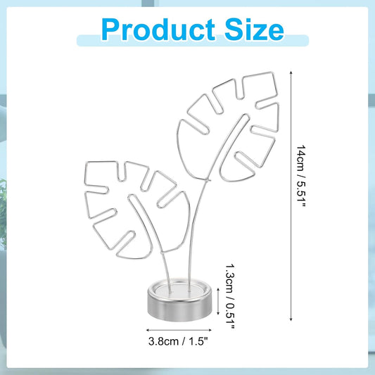 Monstera Memo Clip, Table Card Holder Message Note Cards Display Photo Display Stand for Memo Paper Photo Wedding Desk Office Home Store Supplies, Silver Tone