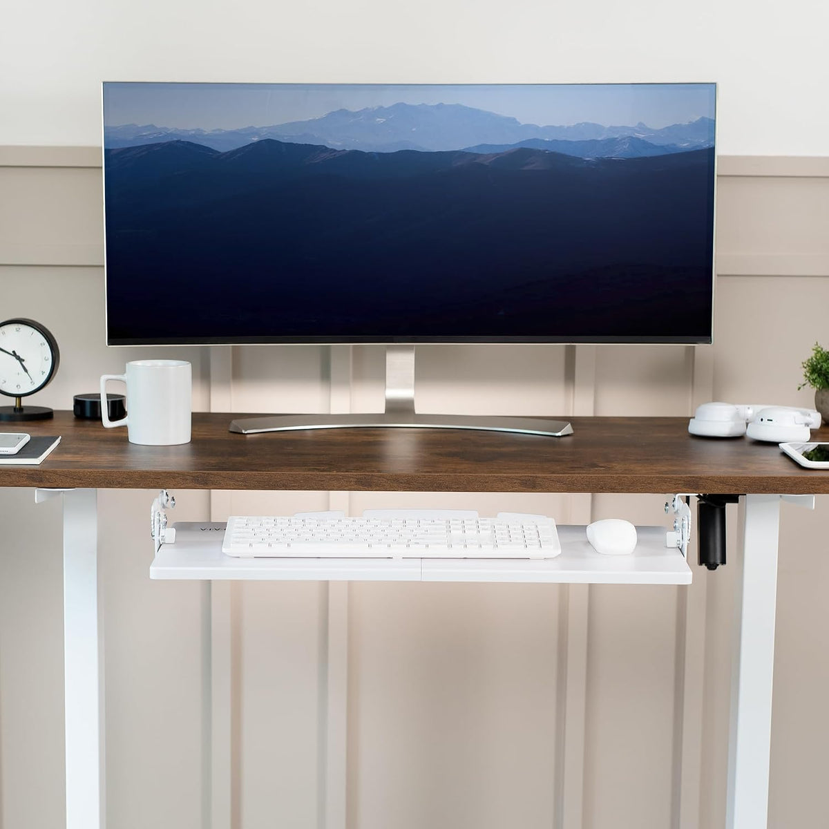 Black Under Desk 34 x 11 in Adjustable Keyboard Tray, MOUNT-KB34S