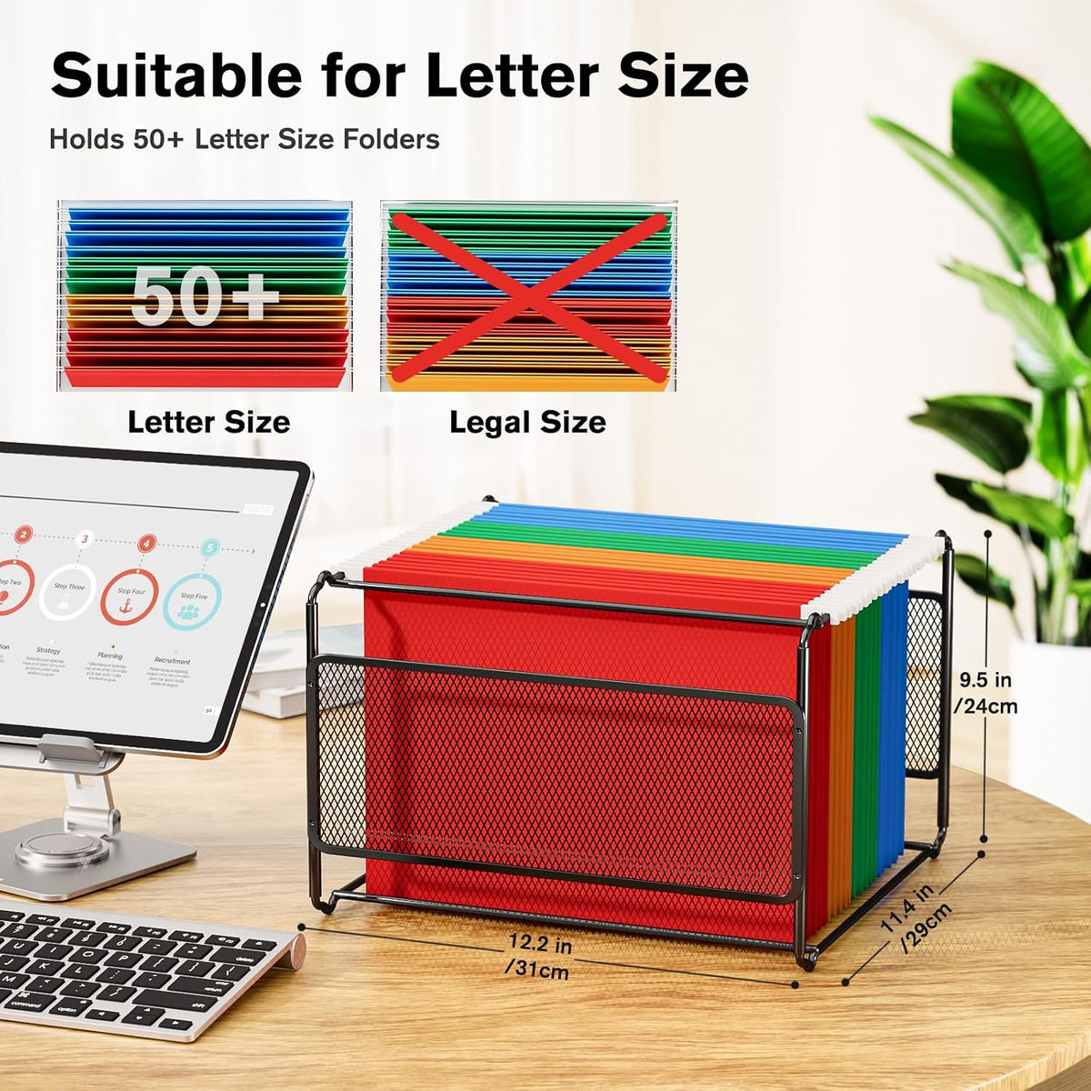 Hanging File Organizer Box, Letter Size File Folder Organizer Desk