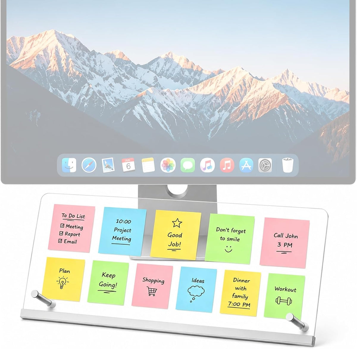 Monitor Memo Board 15"x7.9", Large Transparent Acrylic Sticky Note Holder