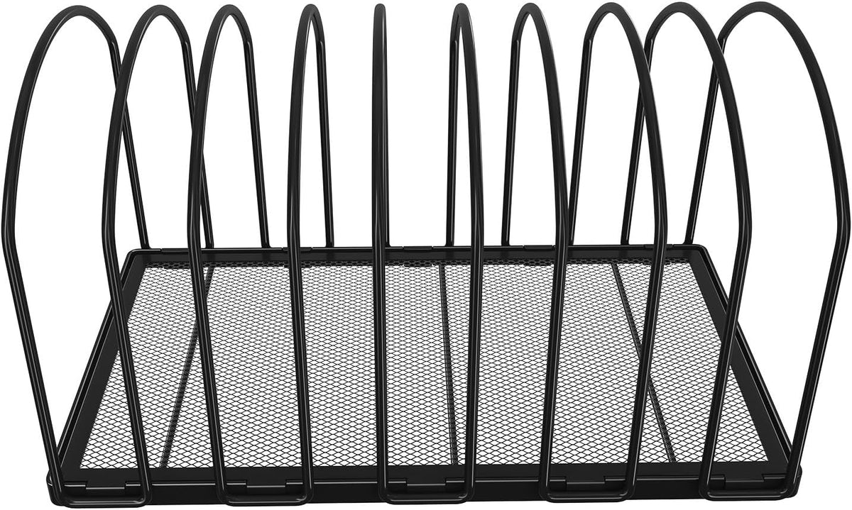 Desk File Sorter Organizer, 9 Section File Rack, Black