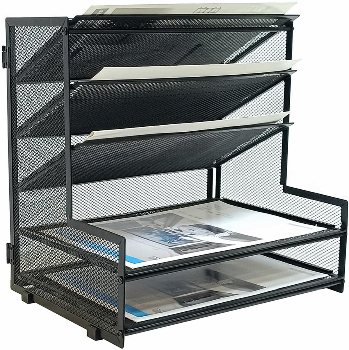 5-Tier Metal Desk File Organizer, File Tray Rack