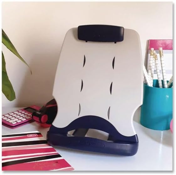 Insight Adjustable Book Copyholder, 50 Sheet Capacity, Metal, Midnight Blue/gray