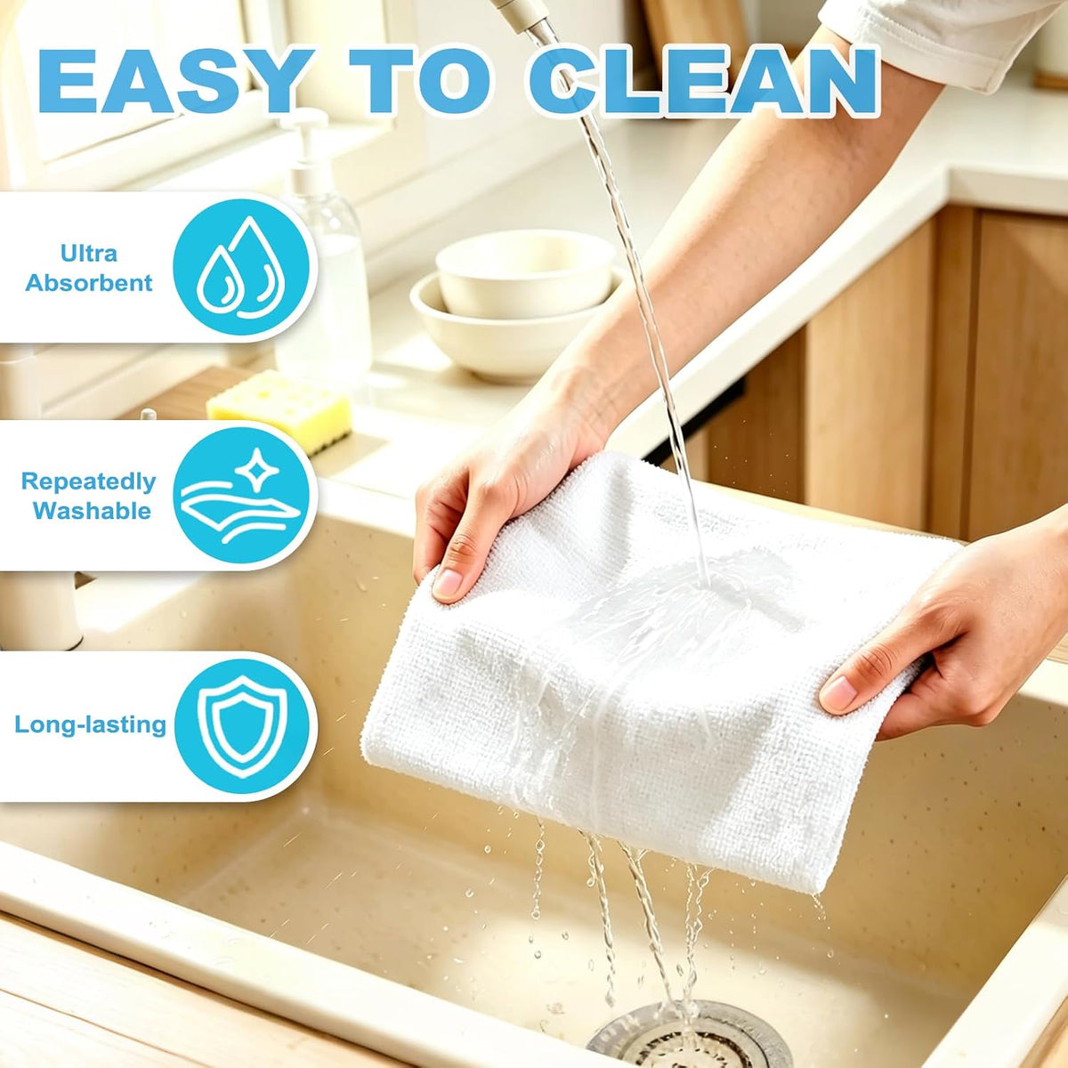 55 Pack Microfiber Cleaning Cloth Roll, Tear Away Reusable Paper Towels, 11" x 9", Ultra Absorbent & Lint Free Microfiber Cloth for Cleaning Cars, Kitchen, Window, Home and Shop, Grey