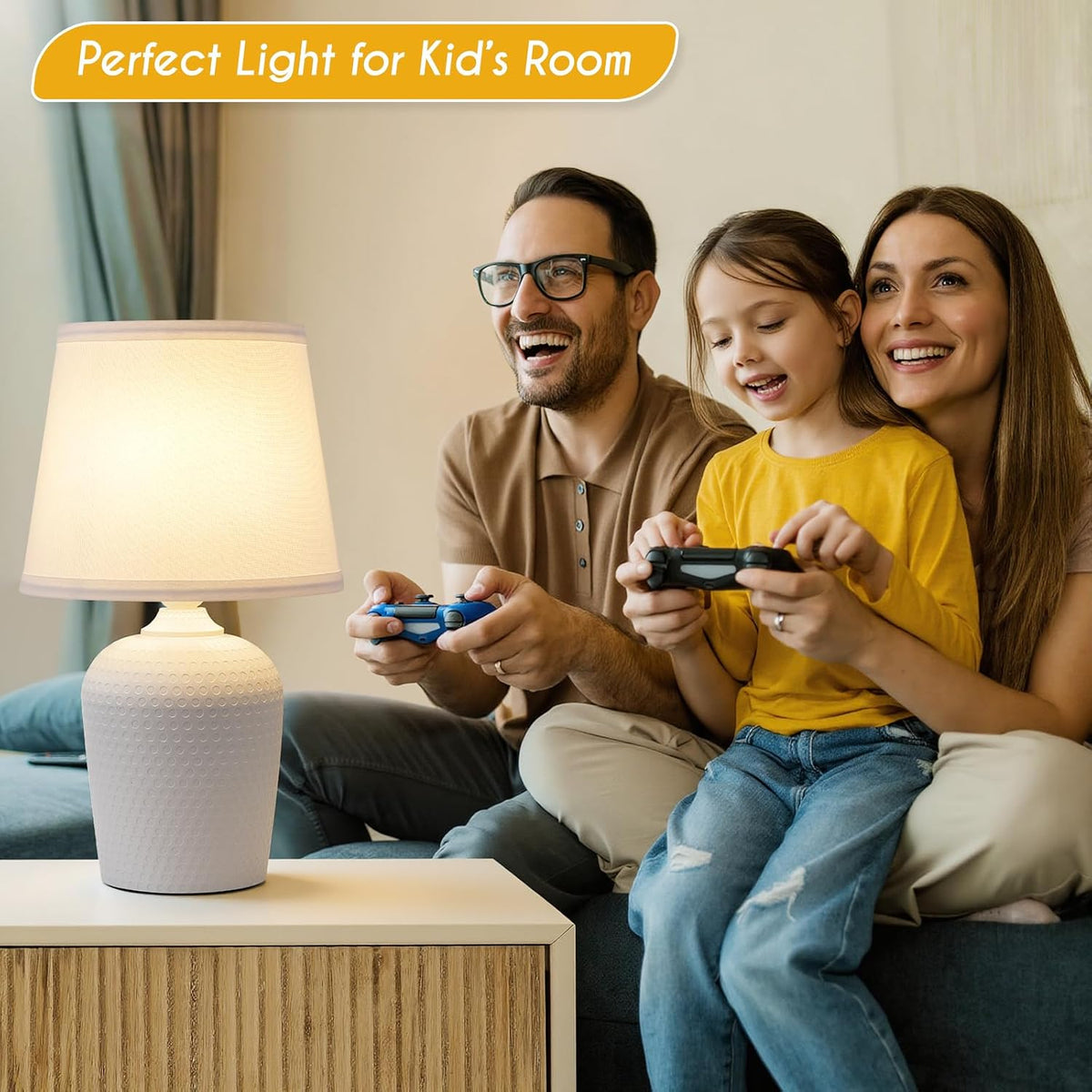 11.8’’ Small Table Lamps Set of 2 for Bedroom Kid’s Room Home Office, White