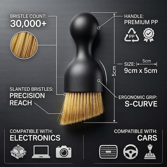 Soft Keyboard Cleaning Brush, Anti-Shedding High-Density Bristles with Wider Coverage, Shatterproof S-Curve Handle Car Detailing Dust Tool for PC, Laptop and Electronics (2 Packs)