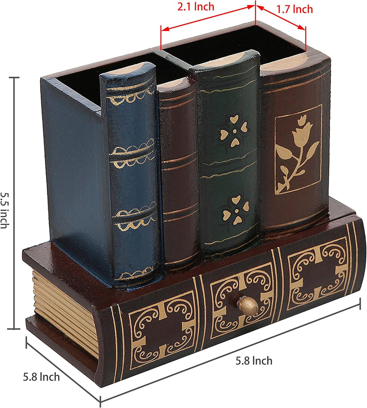 MyGift Decorative Desk Organizer Pen and Pencil Holder with Storage Drawer