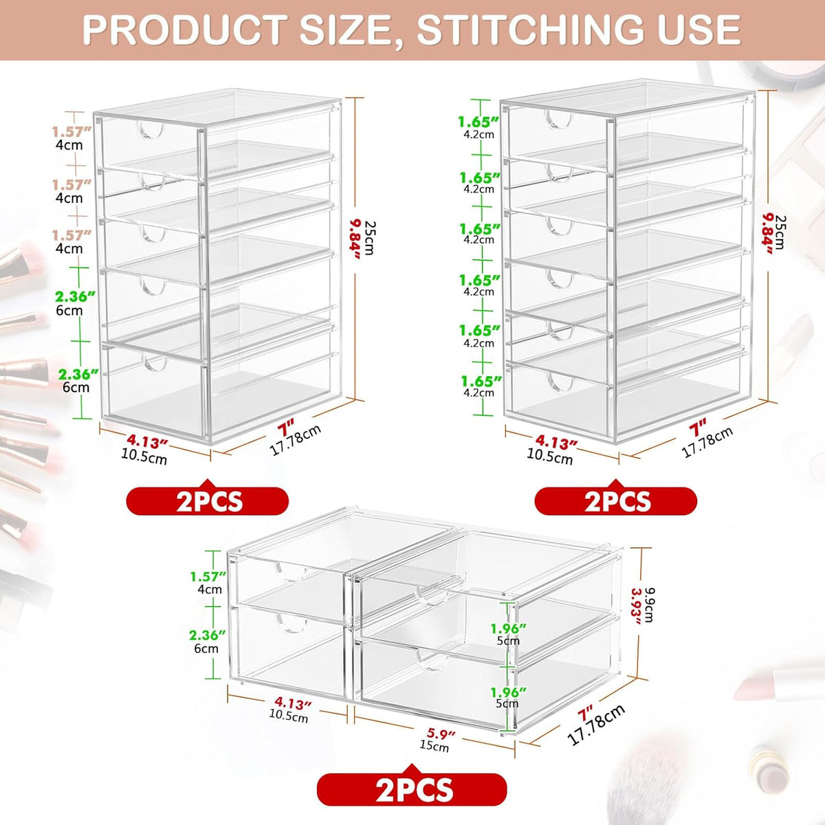 caktraie Acrylic16-Drawer Storage & Makeup Organizer for Desk