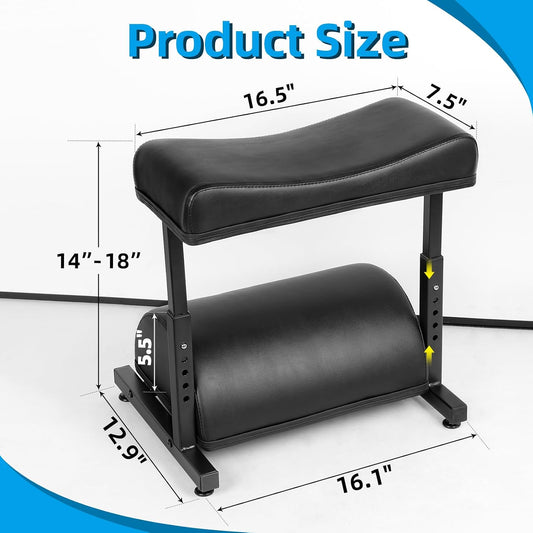 Adjustable Foot Rest Under Desk Footrest Wide Leg Rest 5 Height Positions PU Leather Covered for Desk Office Gaming Chairs Ergonomic, 16.5" L × 12.9" D × 18" H