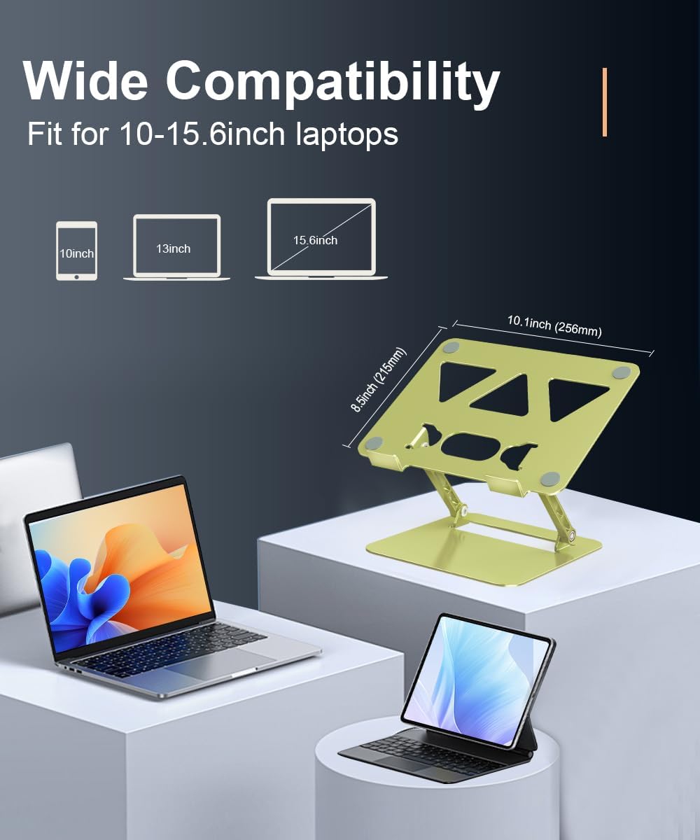 Adjustable Laptop Stand for Desk,Portable Laptop Stand Holder and Riser,Foldable Aluminum Notebook Computer Stands for MacBook Air Pro HP Lenovo Dell Samsung Chromebook, 10-15.6 inch, Purple