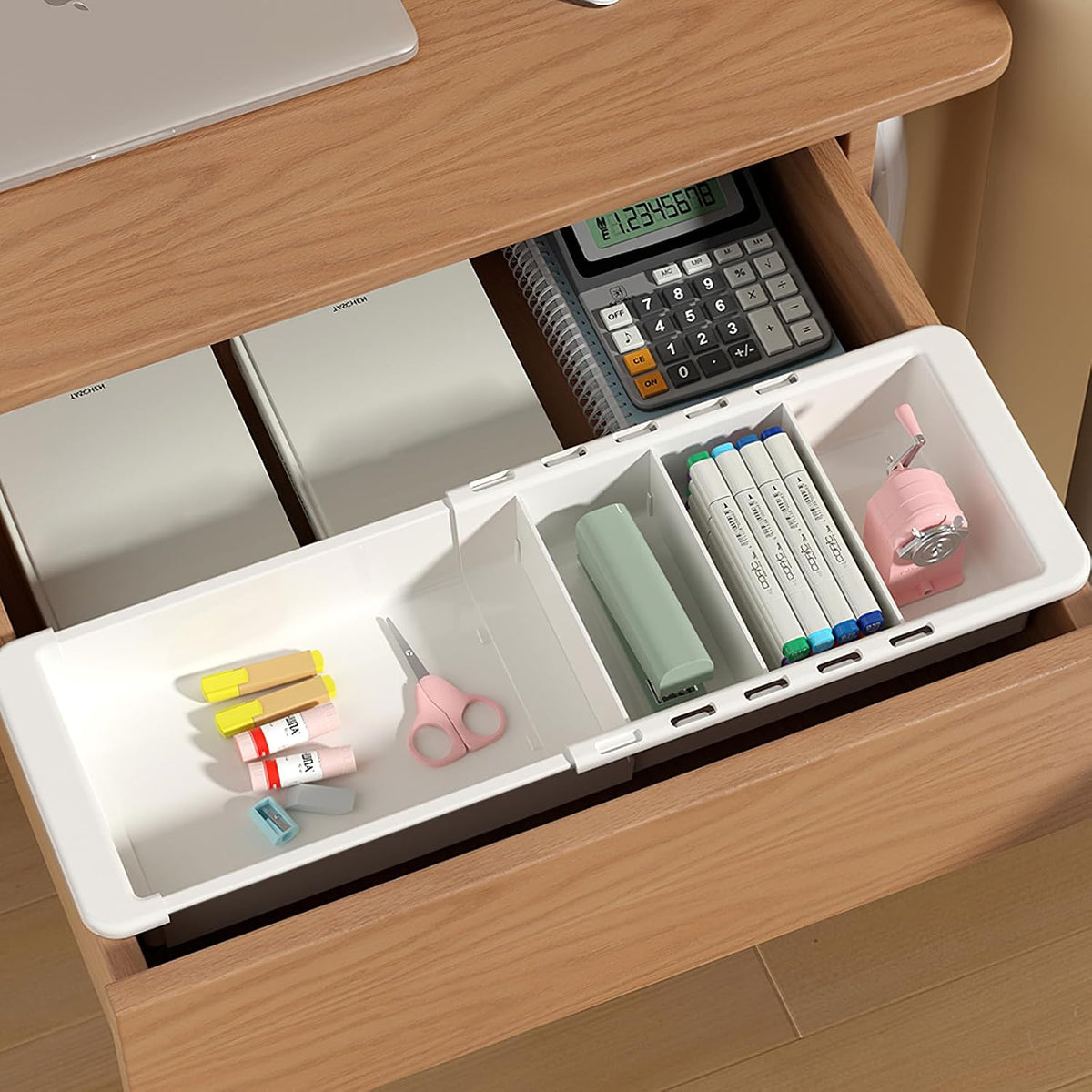 Expandable Drawer Organizer, 2 PCS Adjustable Drawer Organizer Trays, Drawer Dividers Organizers and Storage For Office Supplies, Pens, Makeup,Utensils, Tools, Flatware and Junks, White