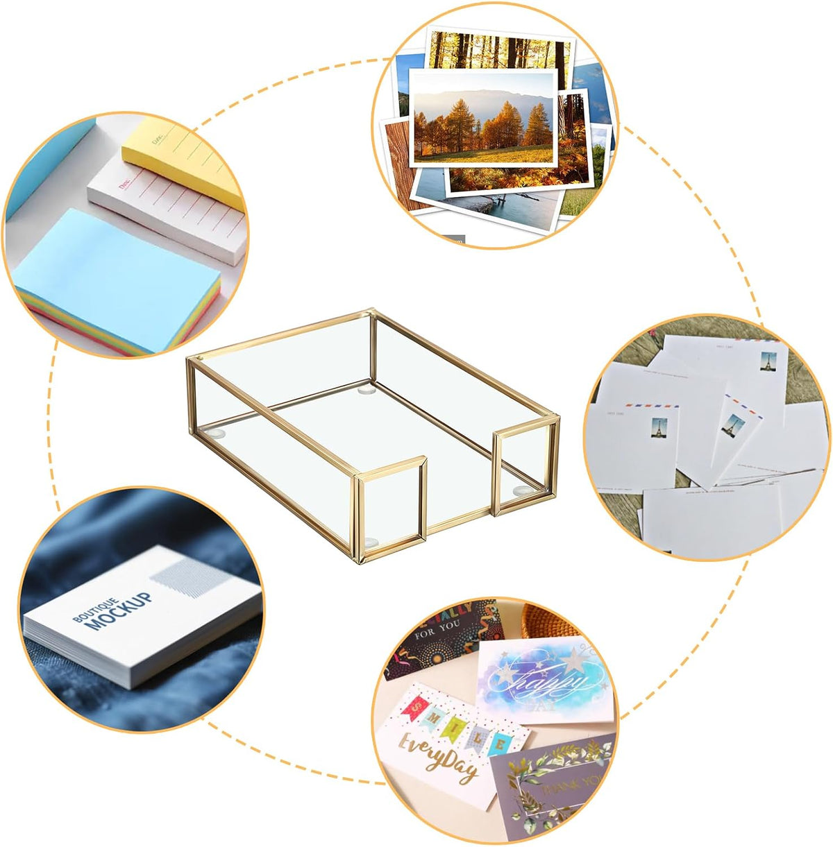 Metal Glass Sticky Note Holder for 3x3 Inch Sticky Notes