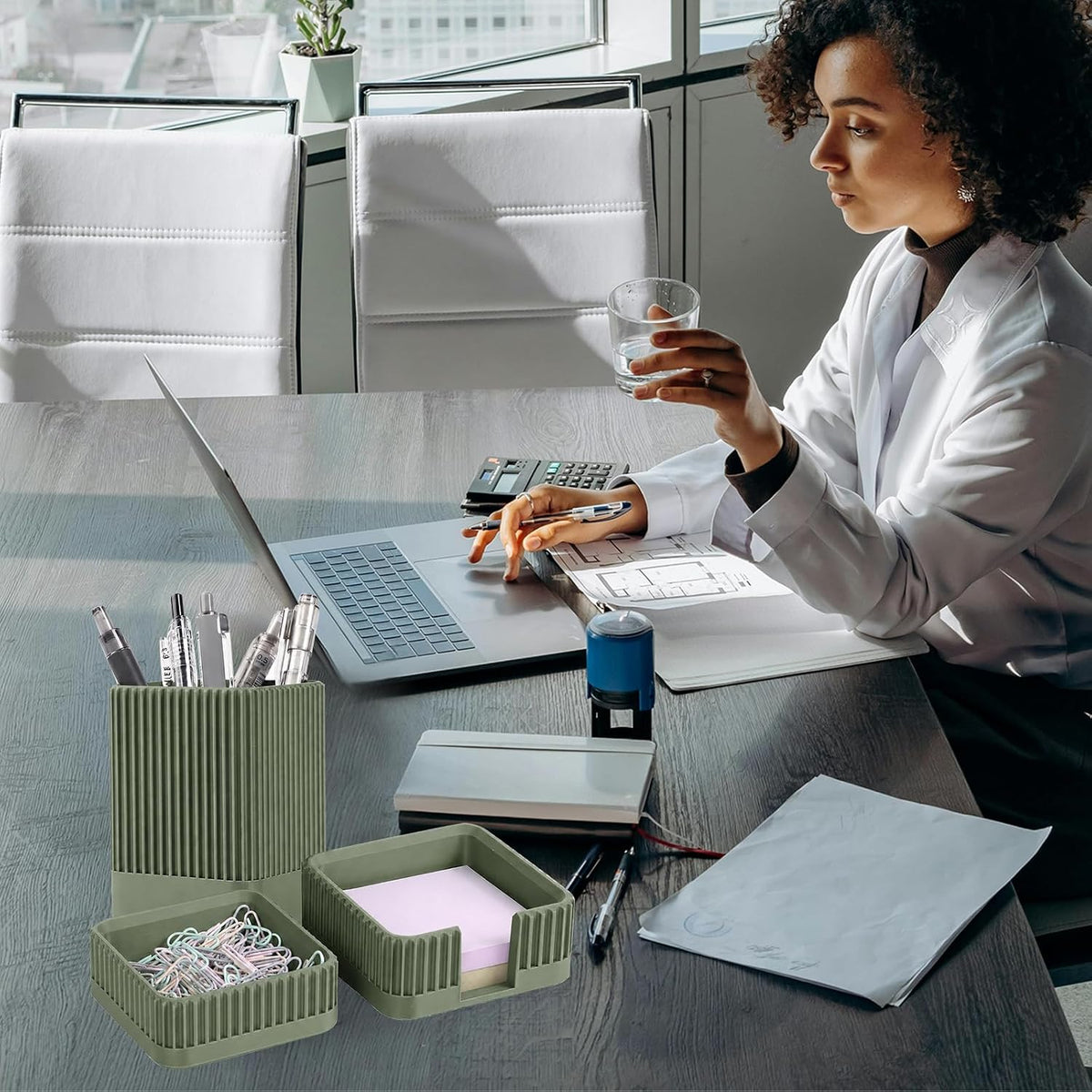 Aesthetic Desk Organizer Set,3-Piece Sturdy Plastic Office Accessories