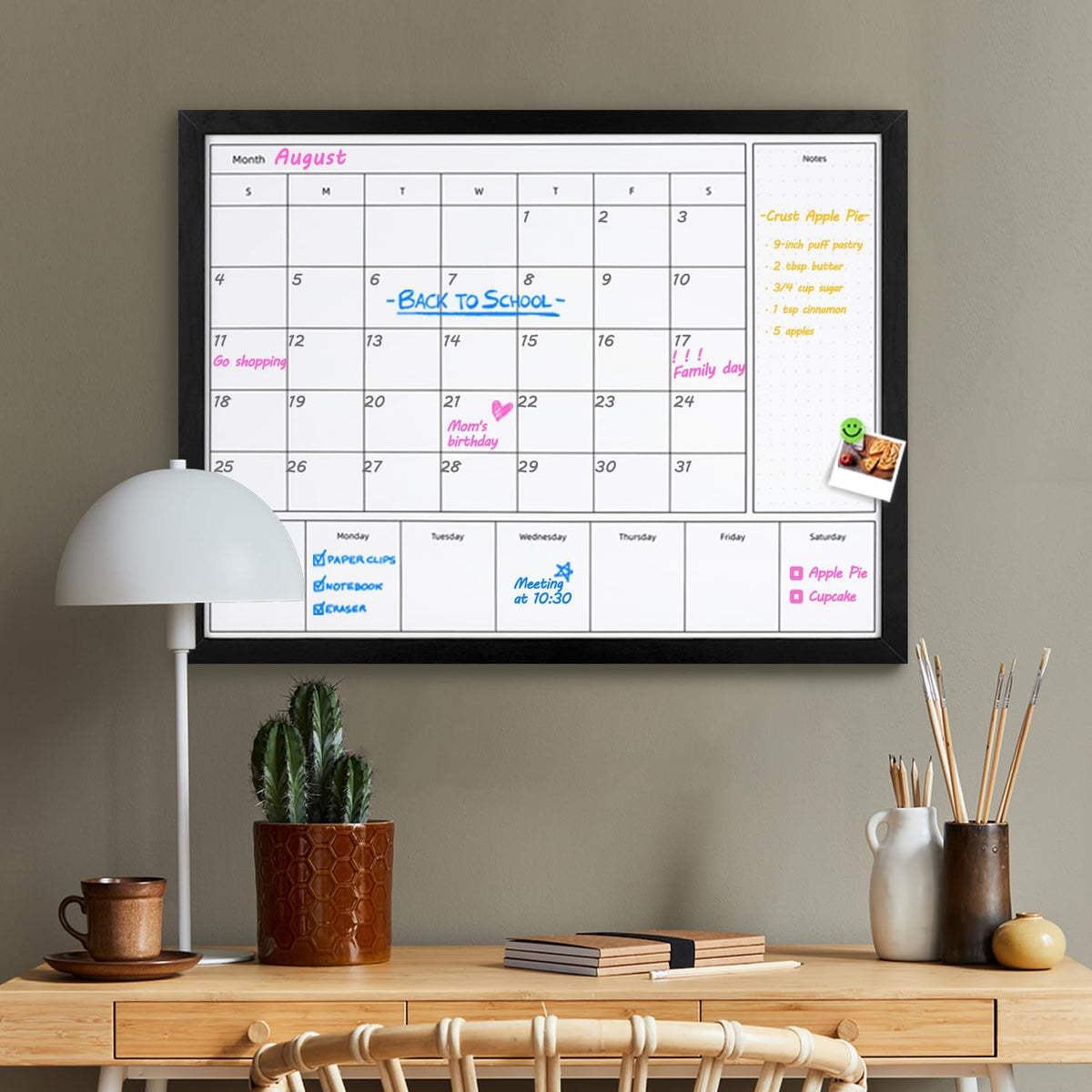 3-in-1 Dry Erase Calendar for Wall, Magnetic Surface Calendar Whiteboard