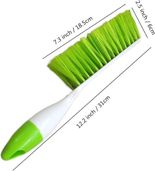 2 Pack Soft Bristle Bed Sheets Sweeping Cleaning Brush with Long Hand, Counter Duster for Debris Hair Remover Desk Quilt Sofa Furniture (Blue, Green)