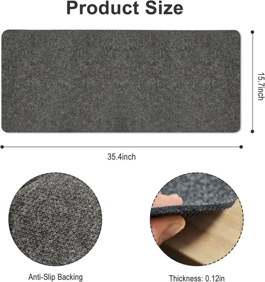 Felt Desk Mat 35.4 x 15.7 Inch, Large Desk Pad Protector for Keyboard and Mouse, Non-Slip Desk Blotter for Office & Home, Charcoal Gray Felt Mouse Pad