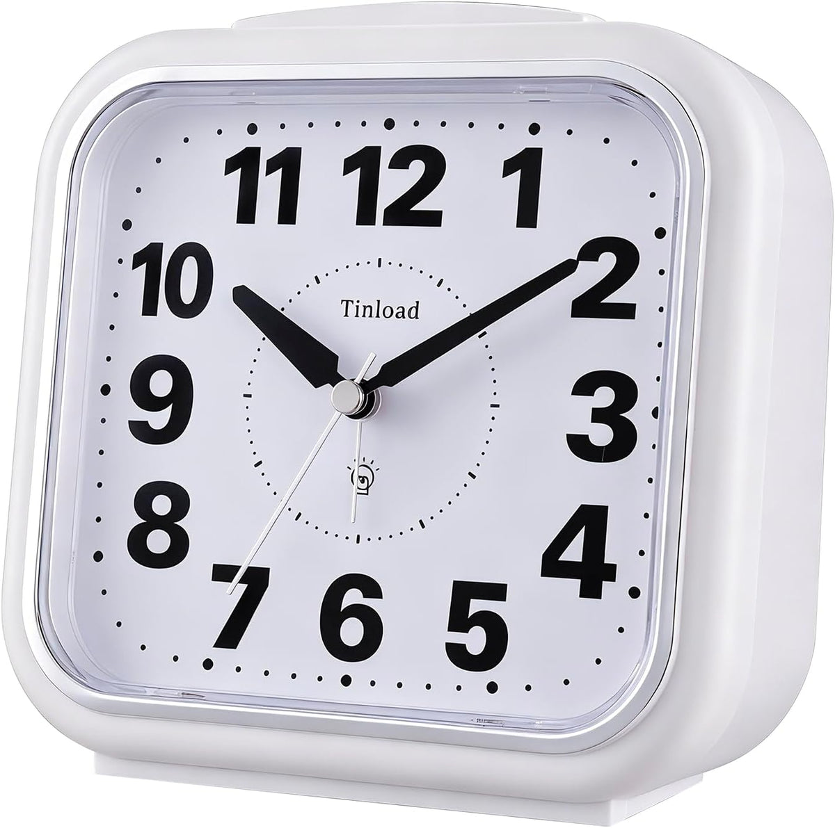 5.5" Large No Ticking Analog Alarm Clock,Silent Readable for Seniors,Easy to Set,Gradual Rise Alarm,Big Numbers,Gentle Wake,Snooze, Lighted on Demand,Battery Operated,Black