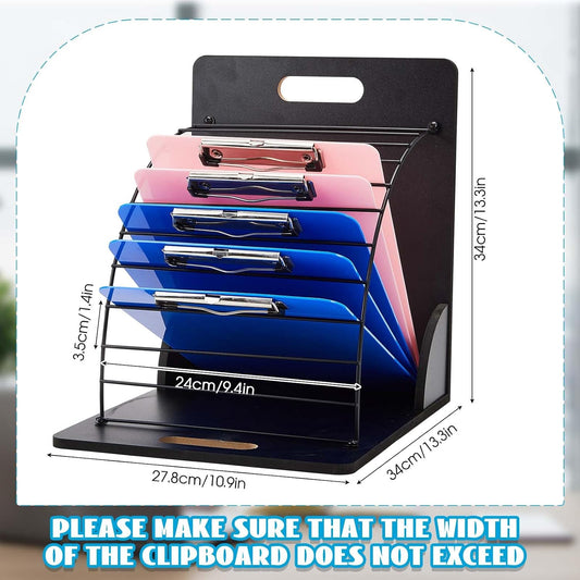 2 Pieces Clipboard Holder Wood Metal Clipboard Stand Storage Rack