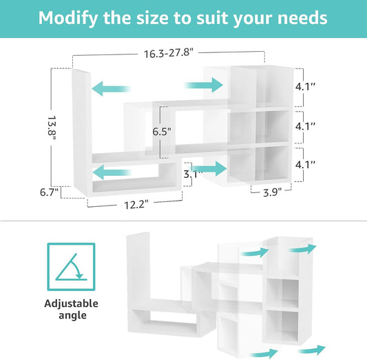 Desk Shelves Desktop Organizer Shelf - White Office Organization for Top of Desk Organizers and Accessories Corner Bookshelf Table Top Shelving Small Hutch Decorations for Women Office