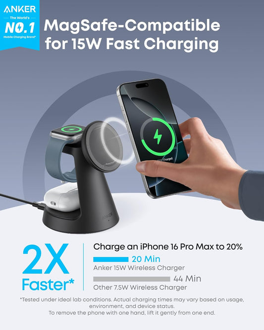 MagSafe Charger Compatible, MagGo 3-in-1 Qi2 15W Charging Station