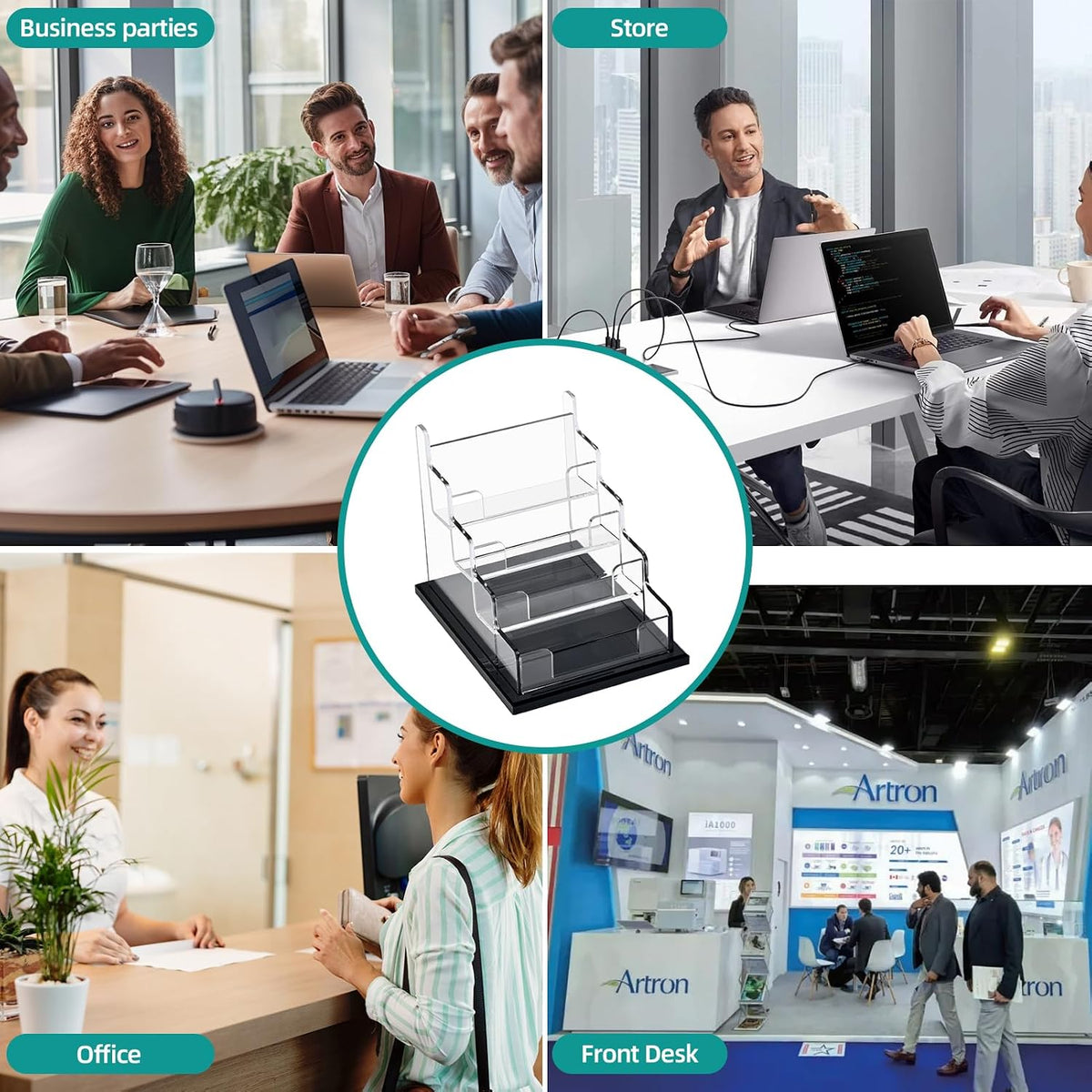 Business Card Holder for Desk,Acrylic Business Card Display Stand,Multiple Business Card Holders for Office, Exhibition, Home, Restaurant (slot 1)