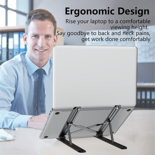 Laptop Stand for Desk, Adjustable Laptop Riser, Black