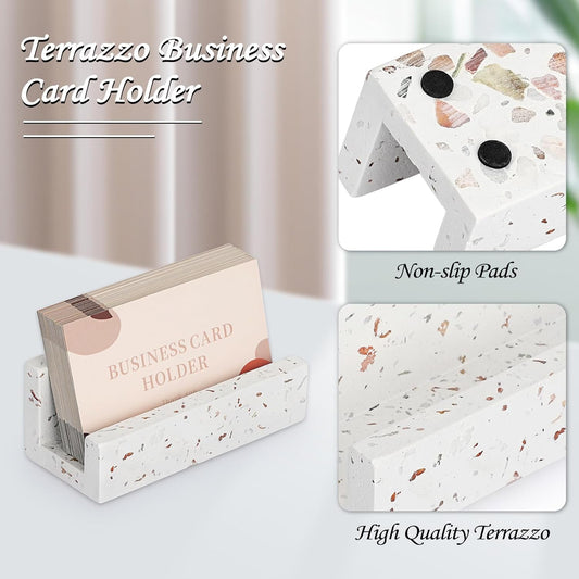 Business Card Holder for Desk Terrazzo Business Card Display Stand