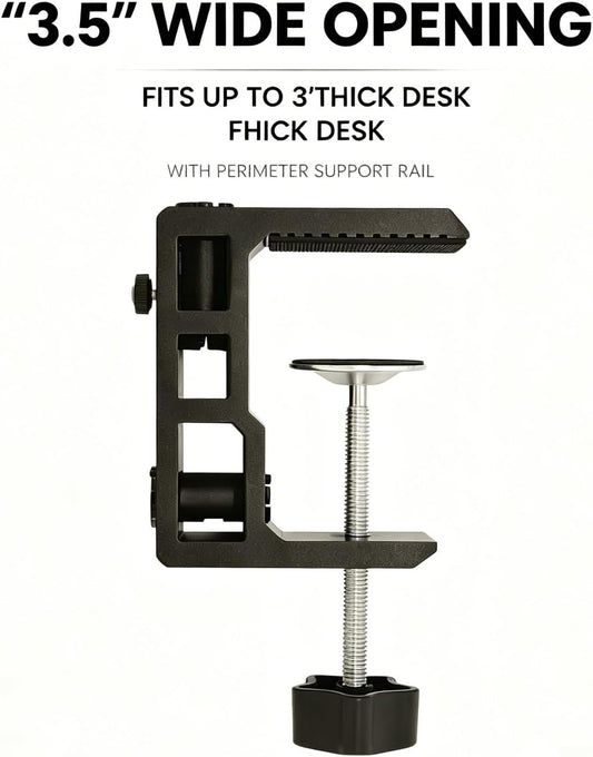 Replacement Heavy Duty C Clamp for 1/2” and 5/8” Hole Base Magnifying Lamp,Desk Lamp,Swing Arm Lamp,Phone I pad Mount,Tablet Mic Holder,Table Mount Clamp for Microphone Stand Mic Boom Arm (G2 BLACK)