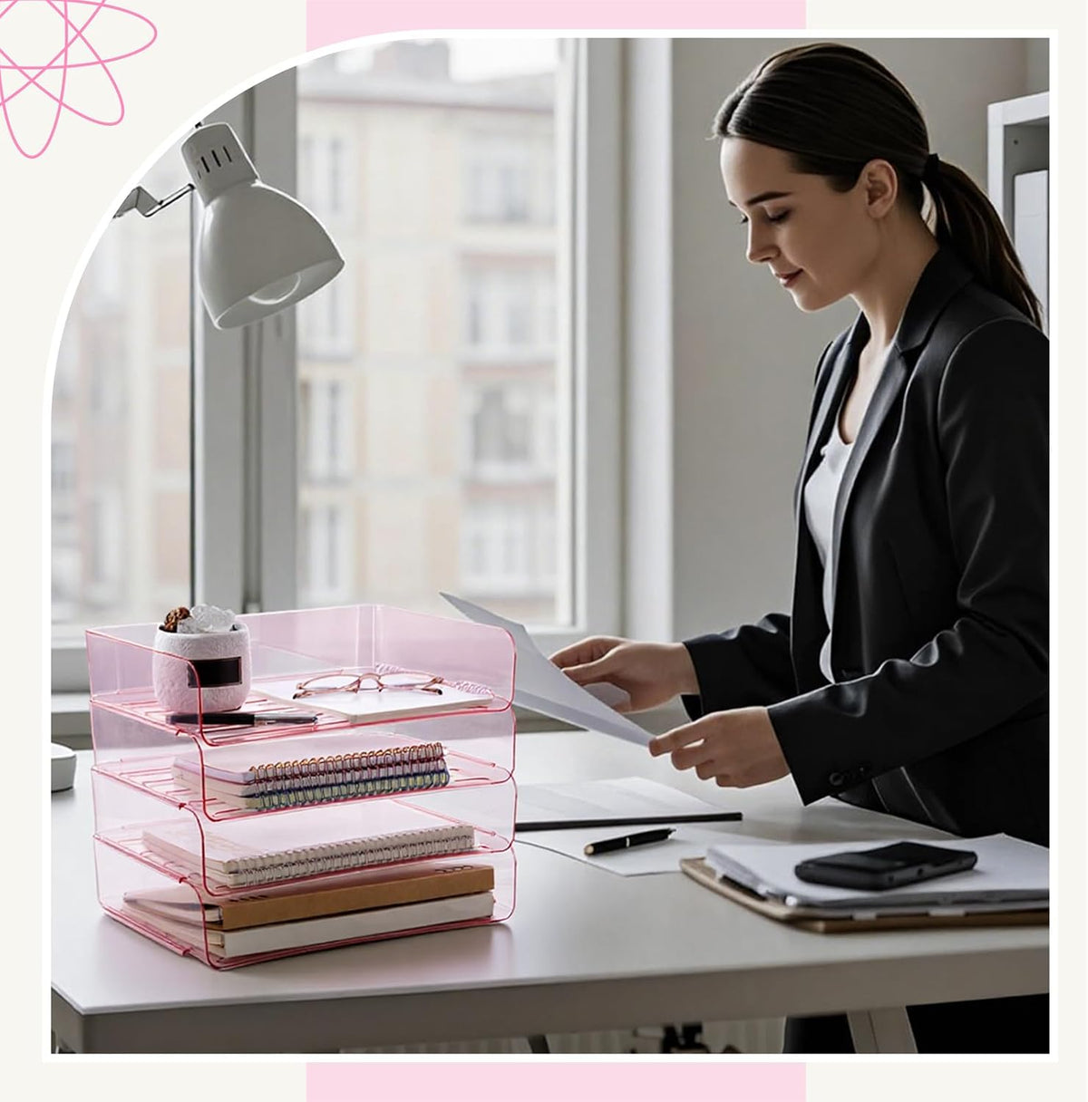 Harloon 4 Tier Paper Organizer Letter Tray Acrylic Desk File Organizer