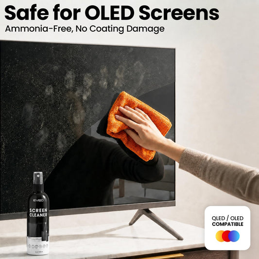 Screen Cleaner Spray - TV Screen Cleaner Spray and Microfiber Cloth kit, Computer Screen Cleaner & Car Screen Cleaner for TV, Monitor, Laptop, MacBook, iPad, iPhone and Electronic Devices - 2 Pack