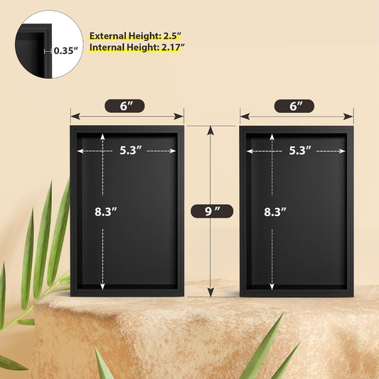 Bamboo Kitchen Drawer Organizer, 2-Pack, 9" x 6" x 2.5", Black