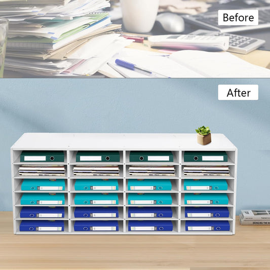 Mailbox for Classroom 24 Slots, Mail Sorter, Paper Organizer Storage, Mail Organizer for Home Library Office Classroom (White, 24 Slots)