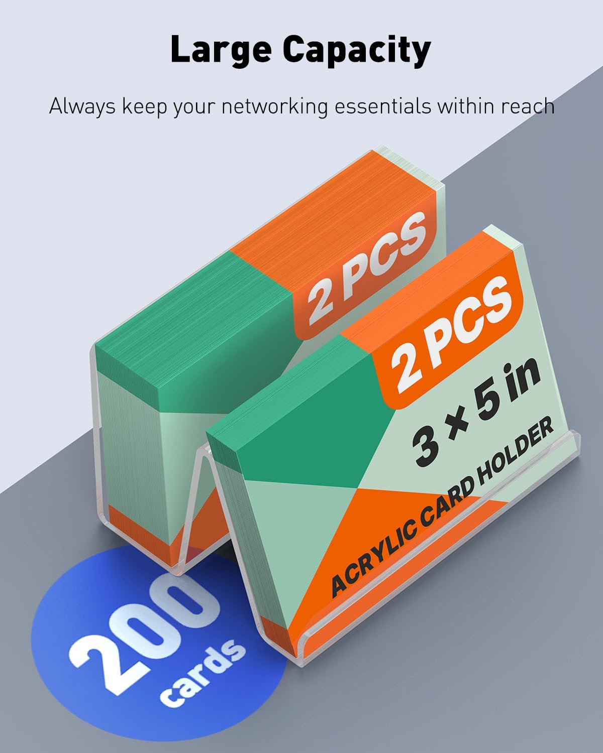 Acrylic Business Card Holder for Desk, 50 Card Capacity