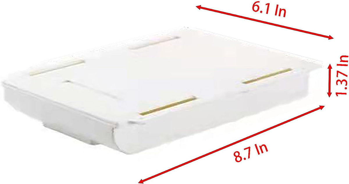 Under Desktop Drawer Storage Box, 2 Pcs 8.7 Inch x 4.3 Inch x 1.37 Inch White Plastic for Home and Office Storage (Small)