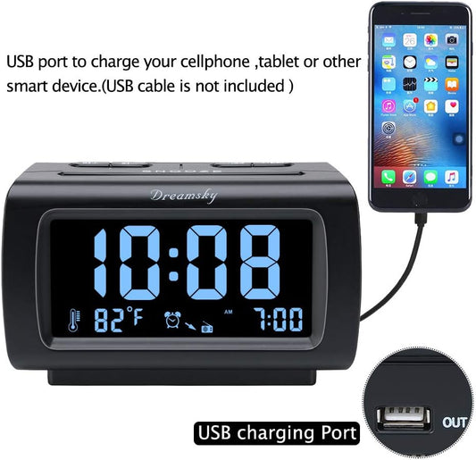 Alarm Clock Radio for Bedrooms with Battery Backup