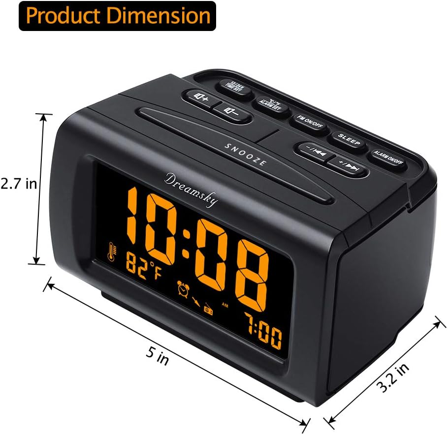Alarm Clock Radio for Bedrooms with Battery Backup