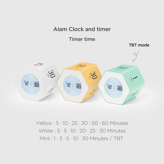 Multi-Hexagon Clock Timer, Cube, Backlight, Countup/Down (Yellow)