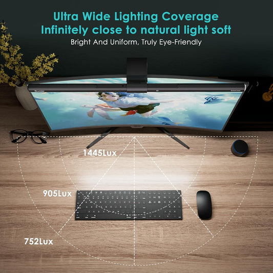 Monitor Light Bar with Remote Control, Fit for Curved/Flat Monitor, Eye-Care USB Computer Lamp Dimmable Screen Light Bar with Auto-Dimming, No Glare Home Office Gaming Desk Lamp