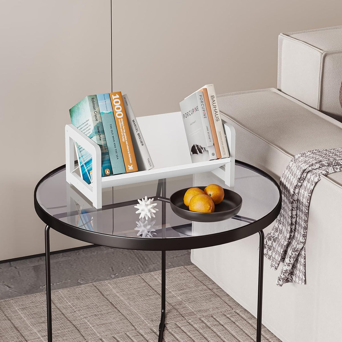 Desktop Bookshelf Organizer, Wood Slanted Desk Bookshelf, Small Tabletop Book Rack, Portable Mini Bookcase for Book Display, Cookbooks, Kids Reading, Office & Home Storage, Rustic Brown