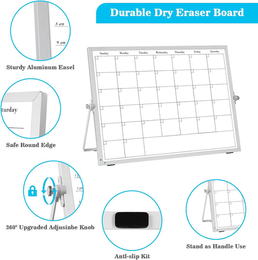 Desktop Weekly Calendar Whiteboard with Stand,16x12 Dry Erase Board